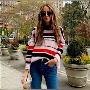 Something Navy Pullover Sweater Striped Sweater Large Oversized Sweater